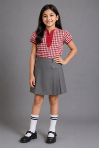 ANGEL NURS RED CHECK TOP