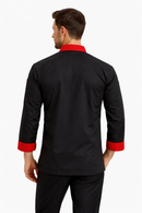 BLACK CHEFFCOAT WITH RED COLLAR