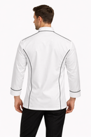 WHITE CHEFFCOAT WITH BLACK PIPING