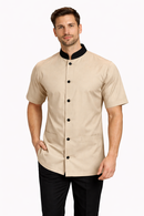 FAWN HOUSEKEEPING COAT WITH BLACK COLLAR