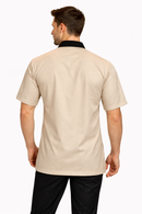 FAWN HOUSEKEEPING COAT WITH BLACK COLLAR