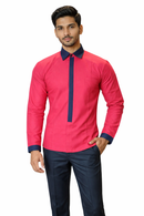 PINK FULL SHIRT WITH BLACK COLLAR