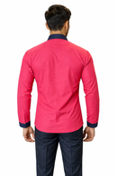 PINK FULL SHIRT WITH BLACK COLLAR