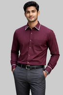 MAROON SHIRT WITH FAWN STRIPS