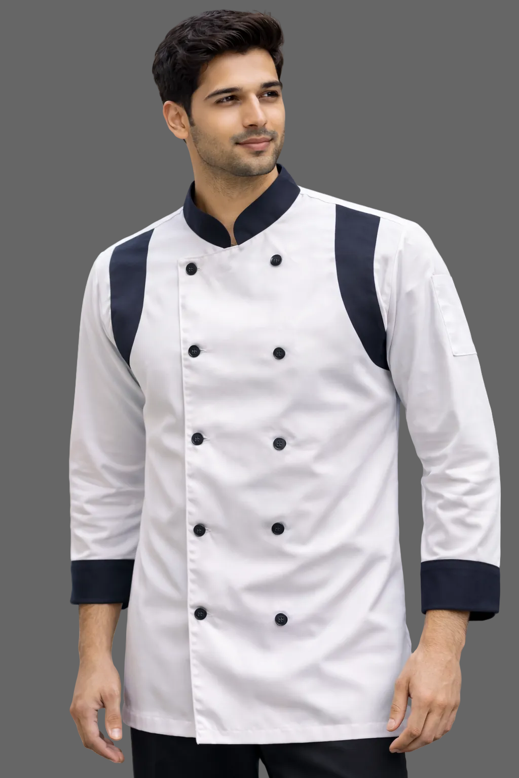 EXECUTIVE  WHITE CHEFCOAT WITH BLACK DESING