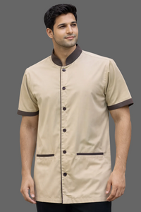 FAWN HOUSKEEPING COAT WITH BROWN COLLAR