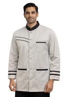 GRAY HOUSEKEEPING SHIRT WITH BLACK COLAR