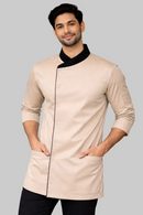 EXECUTIVE FAWN CHEFCOAT WITH BLACK COLLAR