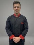 EXCUTIVE CHEFCOAT BLACK WITH RED COLLAR