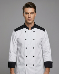 EXECUTIVE WHITE CHEFCOAT WITH BLACK SHOULDER
