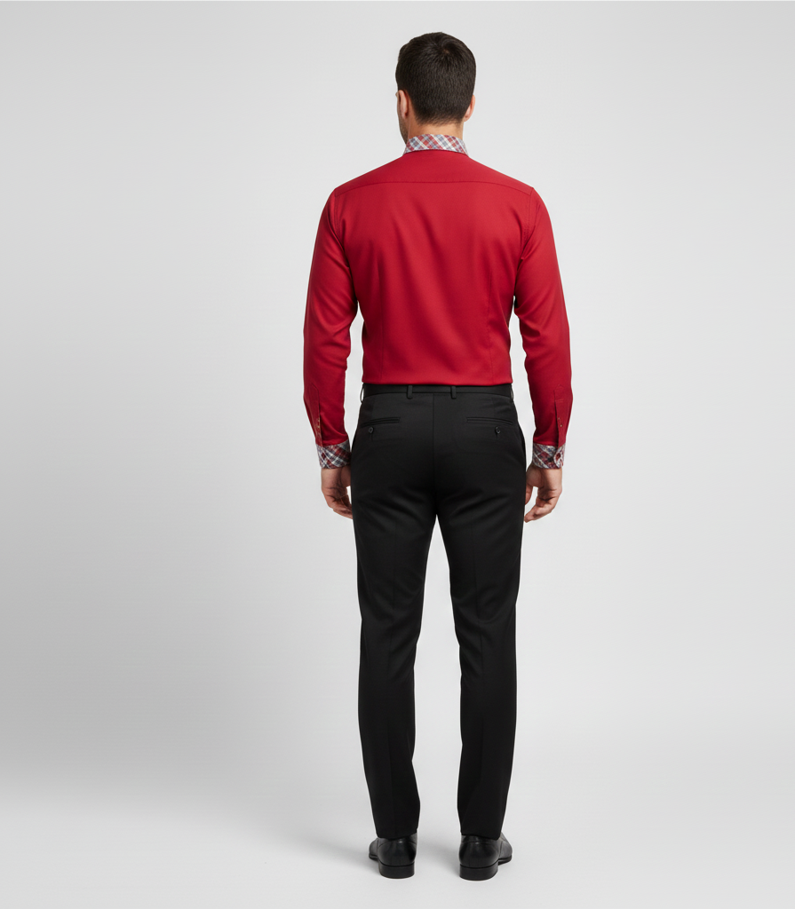 MAROON SHIRT FULL CHECK COLLAR