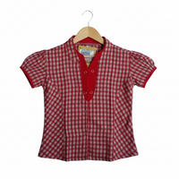 ANGEL NURS RED CHECK TOP
