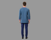 BLUE HOUSKEEPING COAT WITH PINK PIPING