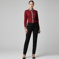 MAROON SHIRT FULL GIRLS CHECK COLLAR