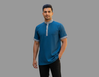 BLUE SHIRT WITH CHECK COLLAR