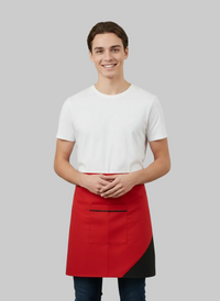 RED APRON WITH BLACK DESIGN