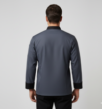 DARK GRAY CHEFCOAT WITH BLACK COLLAR