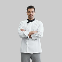 WHITE CHEFCOAT WITH BLACK COLLAR
