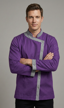 PURPLE CHEFCOAT WITH GRAY PIPING
